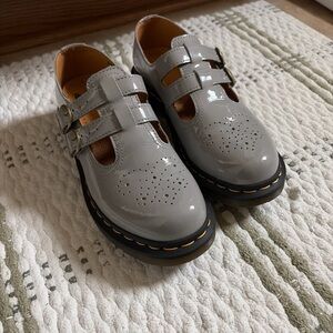 Gray Patent Leather Mary Jane Shoes